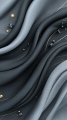 Poster - Low-poly waves and scattered dots drift through a dark digital landscape, showcasing a futuristic design element of technology