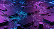 © vecto club - Close-up of Circuit Board with Neon Purple and Blue Lighting