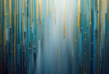 Fototapete - Colorful abstract computer background with vertical lines in blue and gold hues