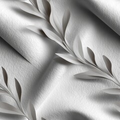 Poster - Soft shadows of tree leaves overlay a smooth white texture, enhancing a tranquil and minimalist aesthetic ideal for various designs SEAMLESS PATTERN
