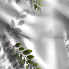 Poster - Soft shadows of tree leaves overlay a smooth white texture, enhancing a tranquil and minimalist aesthetic ideal for various designs SEAMLESS PATTERN