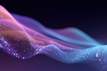 Poster - Abstract glowing wave gradient with pink and purple light particles