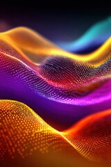 Poster - Colorful wavy abstract background with vibrant gradient lighting and dot patterns