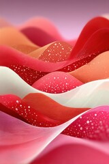Poster - Abstract Waves of Red and Pink with Decorative Dotted Accents