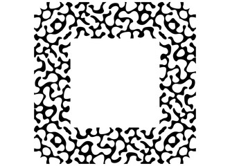 Aufkleber - Square frame. Black vector pattern on a white background. skin of an animal, reptile, fish. Vector background with spots for covers, posters. packaging, advertising. Camouflage. Predator. Place for te