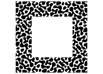 Aufkleber - Square frame. Black vector pattern on a white background. animal skin, reptile, fish. Vector background with spots for covers, posters. packaging, advertising. Camouflage. Predator.