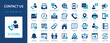 © Jan - Contact us flat icons collection. Assistance in the operation of services and websites. Phone, support, chat, address, customer service, call.