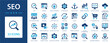 © Jan - SEO icon set. Assistance in searching for data and information. Search Engine Optimization, content, analysis, traffic, link, marketing, ranking.