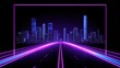 © fali - Neon cityscape highway framed in vibrant magenta light