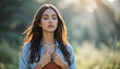 © Richard - Woman Meditating in Nature Under Sunlight Peacefully And Comfortably