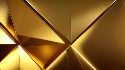 Poster - Abstract golden geometric background with triangle shapes and glowing edges, luxurious texture design.