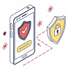 Poster - vector illustration of a shield protection