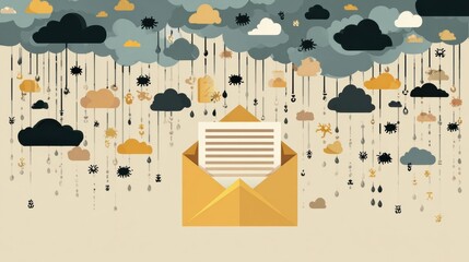 Aufkleber - Phishing Email in Cyberspace Surrounded by Malware Clouds With Clear Zone in the Right