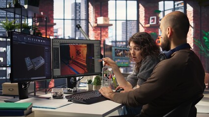 Poster - Game developers leverages AI chatbot and software to create Mars environment. Using generative artificial intelligence app utilizes deep learning and automation for futuristic game designs. Camera A.