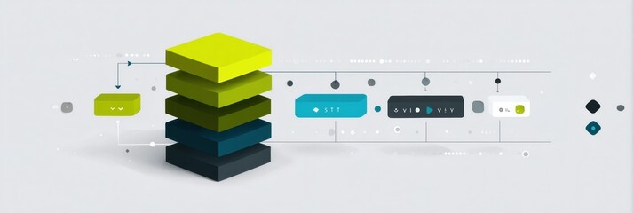 Poster - Visual Hierarchy Infographic Demonstrating App Design Concepts With Stacked Elements and Directional Arrow Guides for User Interface Clarity