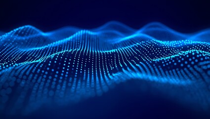Fototapete - Abstract Blue Digital Wave Background  Elegant Particle Flow Design