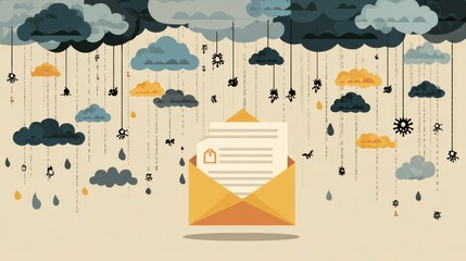 Poster - Phishing Email in Cyberspace Surrounded by Malware Clouds With a Clear Zone Present for Security Awareness