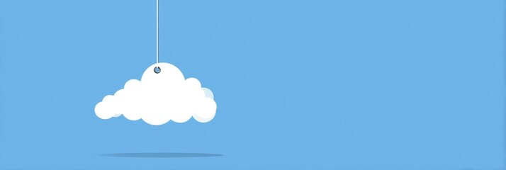 Aufkleber - Suspended Cloud Sync Symbol With Malfunction Tag in Minimal Blue Background