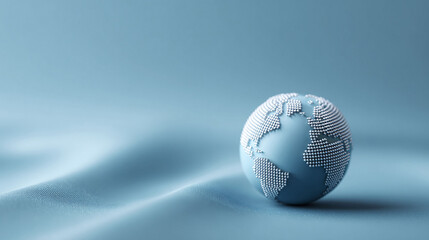 Poster - Minimalist globe design, rendered in calming blue tones. Represents global connectivity, innovation, and a connected world. Ideal for tech, business or environmental projects.