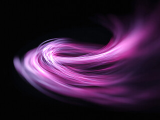 Poster - Elegant abstract background featuring a vibrant pink swirl of light trails against a dark void. Ideal for conveying movement, energy, digital art, or futuristic themes.