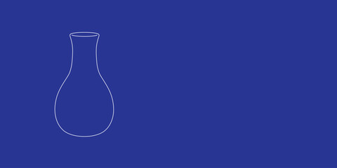 Poster - The outline of a large vase made of white lines on the left. 3D view of the object in perspective. Vector illustration on indigo background