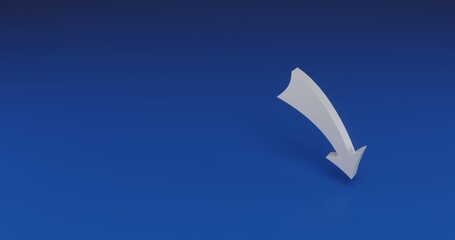 Poster - Isolated realistic white down arrow with shadow. Located on the right side of the scene. 3d illustration on transparent background