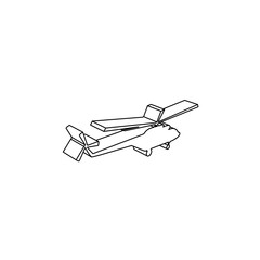 Poster - The outline of a large helicopter symbol is made with black lines. 3D view of the object in perspective. Vector illustration on white background