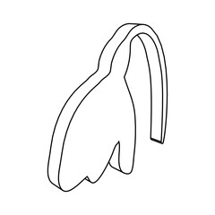 Poster - The outline of a large snowdrop is made with black lines. 3D view of the object in perspective. Vector illustration on white background