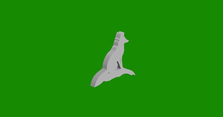 Poster - Isolated realistic white fox symbol front view with shadow. 3d illustration on green chroma key background