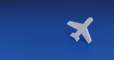 Poster - Isolated realistic white plane symbol with shadow. Located on the right side of the scene. 3d illustration on transparent background