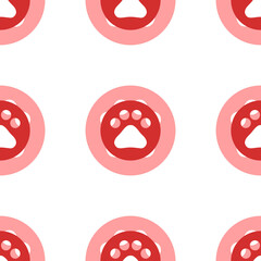 Aufkleber - Seamless pattern of large isolated red pet symbols. The elements are evenly spaced. Illustration on light red background