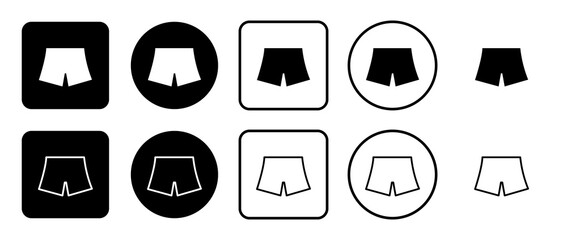 Poster - Icon set of shorts symbol. Filled, outline, black and white icons set, flat style.  Illustration on transparent background