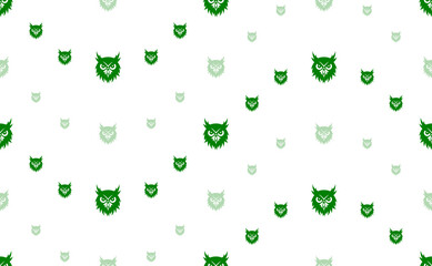 Poster - seamless pattern of large and small green owl head symbols. the elements are arranged in a wavy. ill