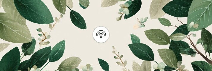 Poster - Create a Serene Environment for Digital Detox With a Peaceful Illustration Featuring Leaves and a Silence Icon for Relaxation and Mindfulness