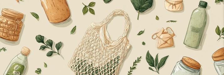 Aufkleber - Discover Essential Zero Waste Shopping Tips to Minimize Environmental Impact With Eco-Friendly Bags and Jars for a Sustainable Lifestyle