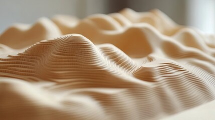 Poster - wooden model of textured hills in serene indoor setting
