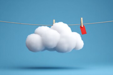 Aufkleber - Suspended Cloud Sync Symbol With Malfunction Tag Against a Minimalistic Blue Background