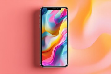 Poster - Mobile App Crash Screen Displays Abstract Geometric Distortion With Clean Left Margin, Highlighting a Vibrant and Colorful Aesthetic