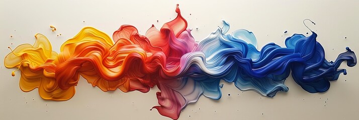 Poster - Vibrant abstract painting with flowing multicolored paint