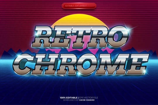 Retro Chrome 80S 3D Text Effect Style