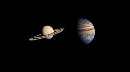 Aufkleber - Saturn and Jupiter, gas giants in space, cosmic, celestial bodies.
