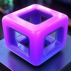 Poster - A vibrant, glossy, abstract 3D cube