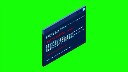 Poster - isometric coding screen animation. coding programming technology. programming concept. technology an