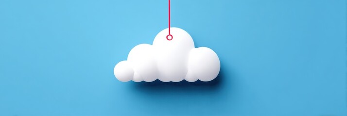 Aufkleber - Suspended Cloud Sync Symbol With Malfunction Tag Against a Minimal Blue Background