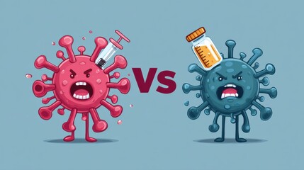 Poster - Comparison of Vaccine and Virus Effectiveness Illustrated in an Engaging Infographic Format With Vibrant Colors and Cartoon Characters