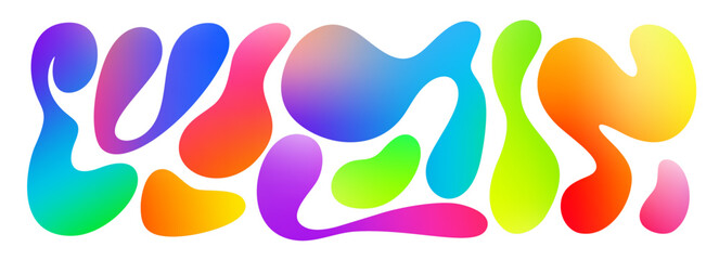 Fototapete - Abstract Blob Organic Shapes. Liquid Gradient Vector Forms. Fluid Color Bubbles.