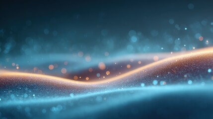 Poster - Abstract Waves of Light with Sparkling Particles in Darkness
