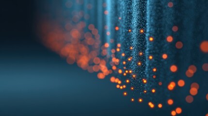 Poster - Abstract Particles in Motion with Glowing Orange Lights and Dark Background