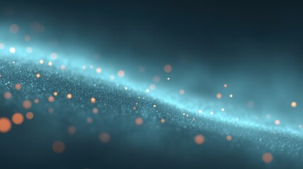 Poster - Abstract Background with Glowing Particles and Soft Light Waves
