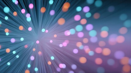Poster - Colorful Bokeh Effect with Radiating Light Rays and Vibrant Circles